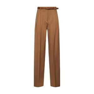 Max Mara Studio Women Camel Stretch Wool Canvas Mstbacio Fluid Trousers